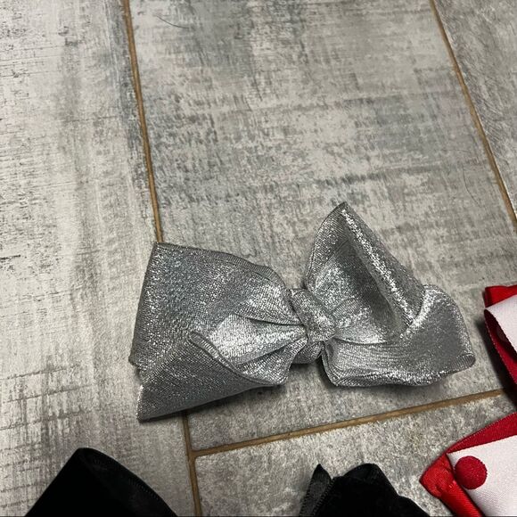 Holiday Valentine Bows Large Multicolor Red Black Silver Satin Sequin Ivory - Picture 7 of 9